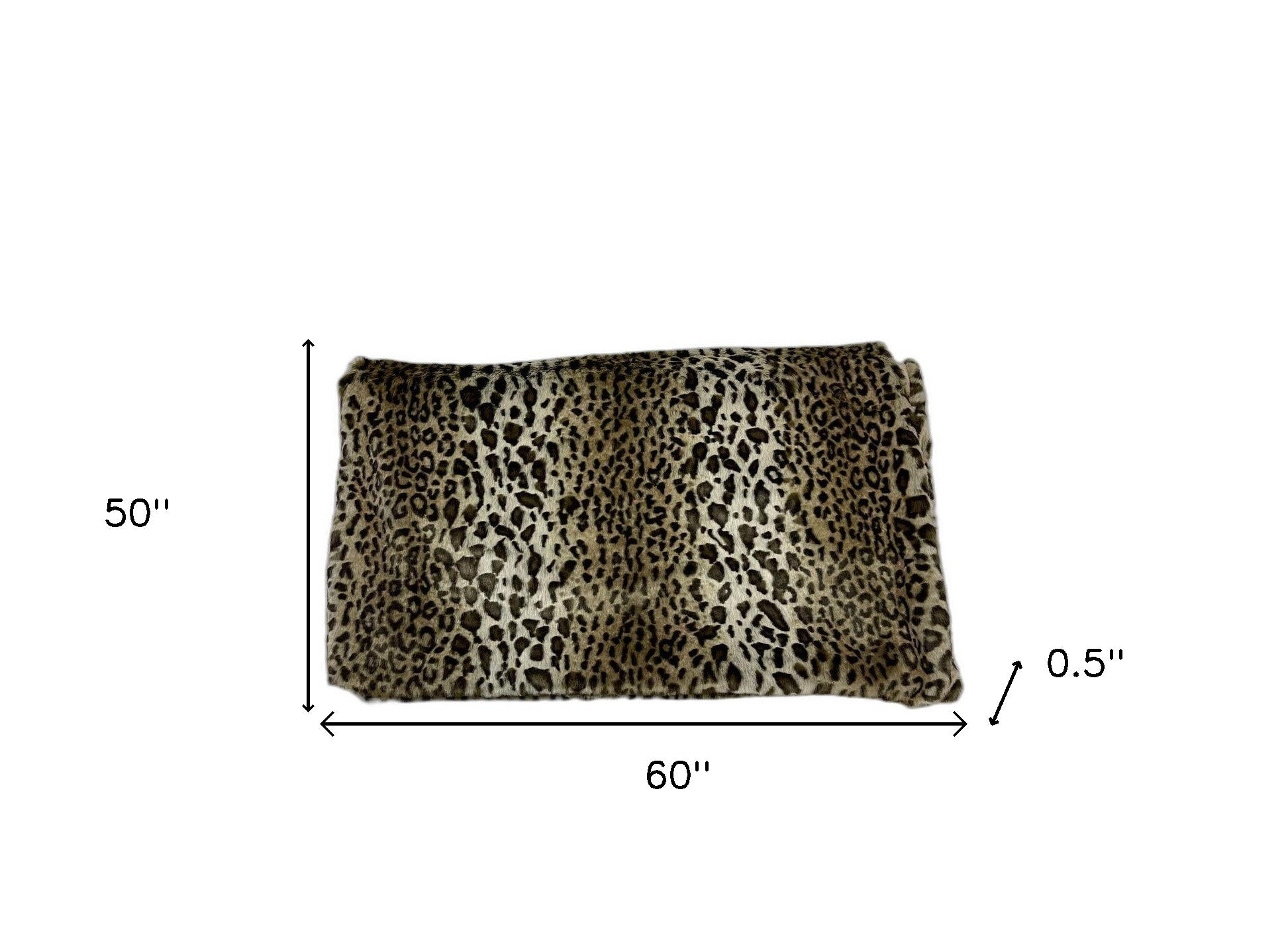 50" X 60" Black Brown And Beige Leopard Faux Fur Plush Throw Blanket-Throws & Blankets-DECOROLALA