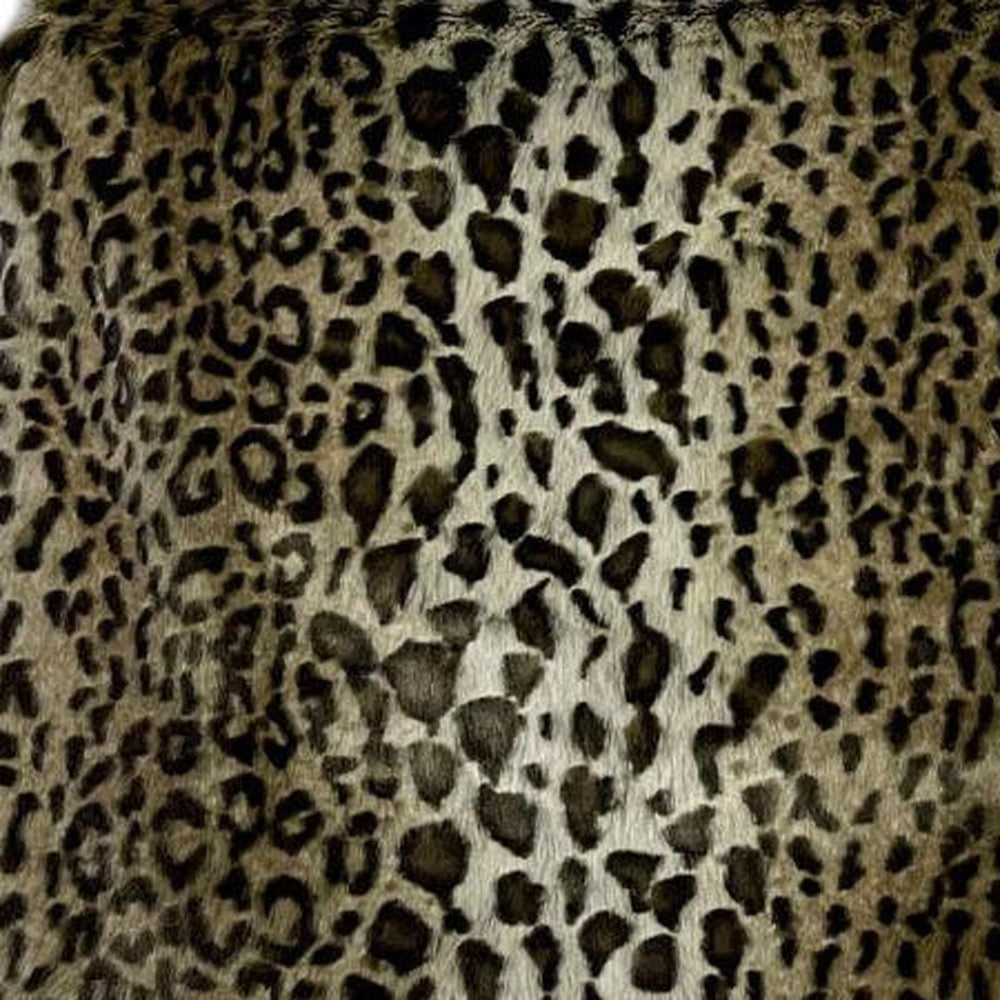 50" X 60" Black Brown And Beige Leopard Faux Fur Plush Throw Blanket-Throws & Blankets-DECOROLALA