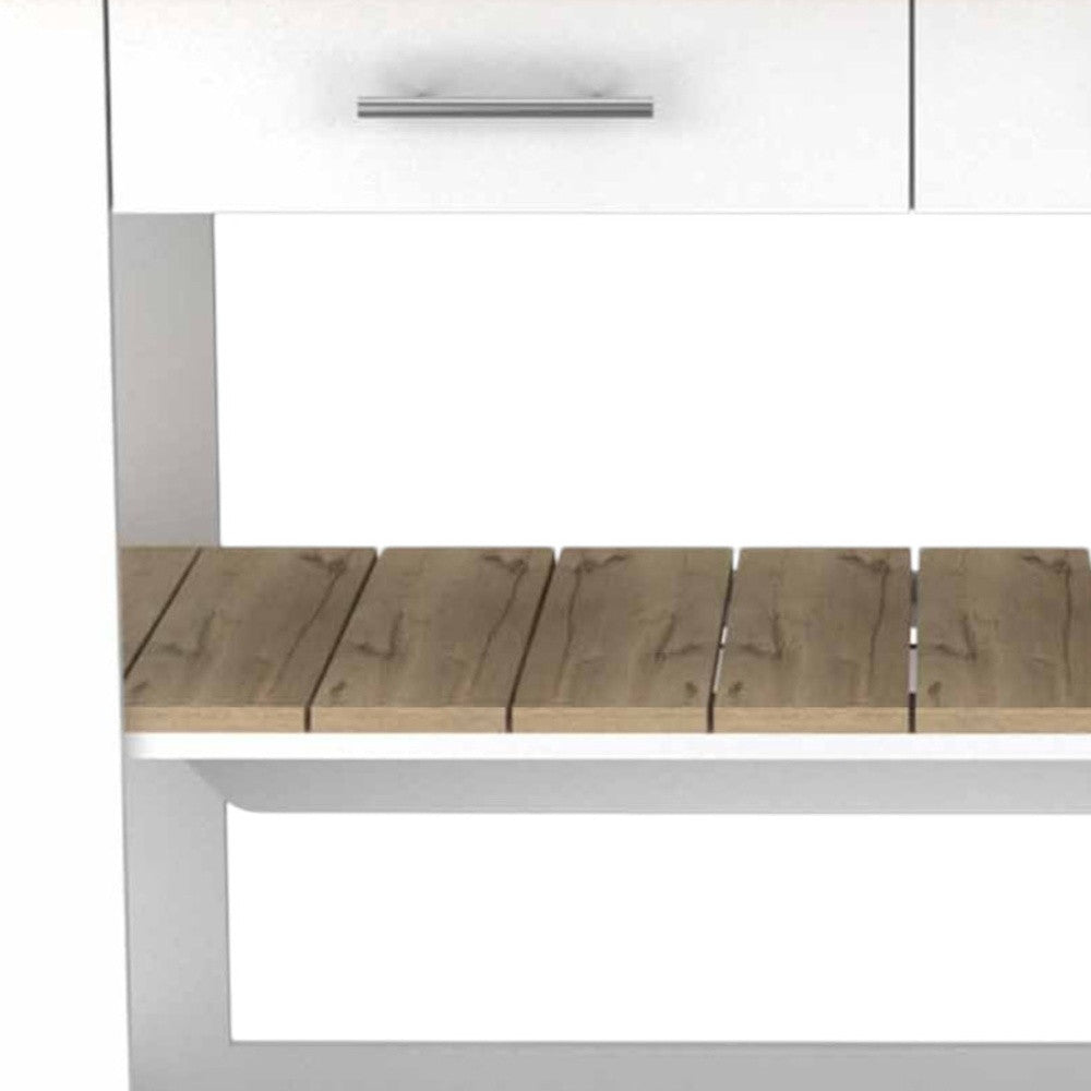 White and Brown 40" Rolling Kitchen Cart With Storage-Kitchen Carts-Islands-DECOROLALA