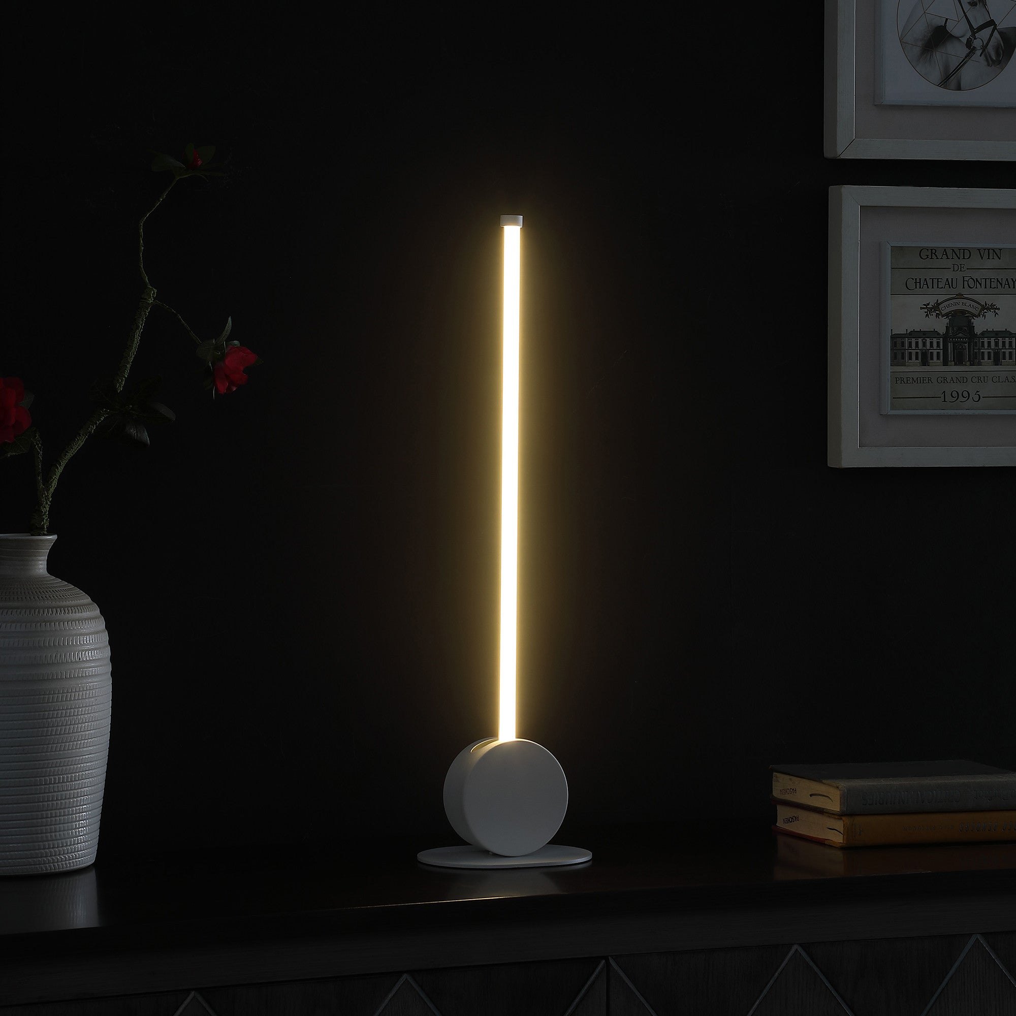 23" White Metal Leaning Stick LED Table Lamp-Table Lamps-DECOROLALA