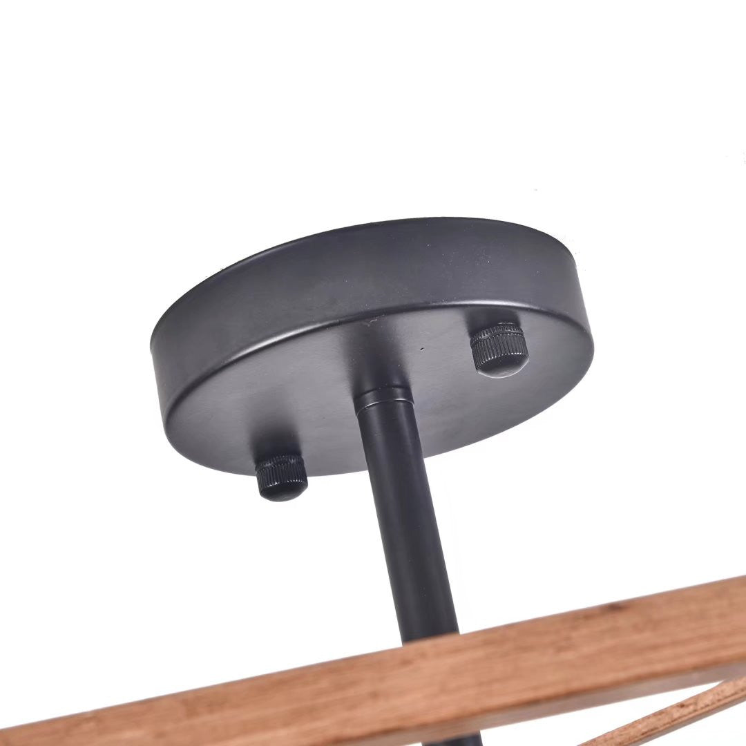 Industrial Wood Square Four Light Ceiling Fixture-Chandeliers-DECOROLALA