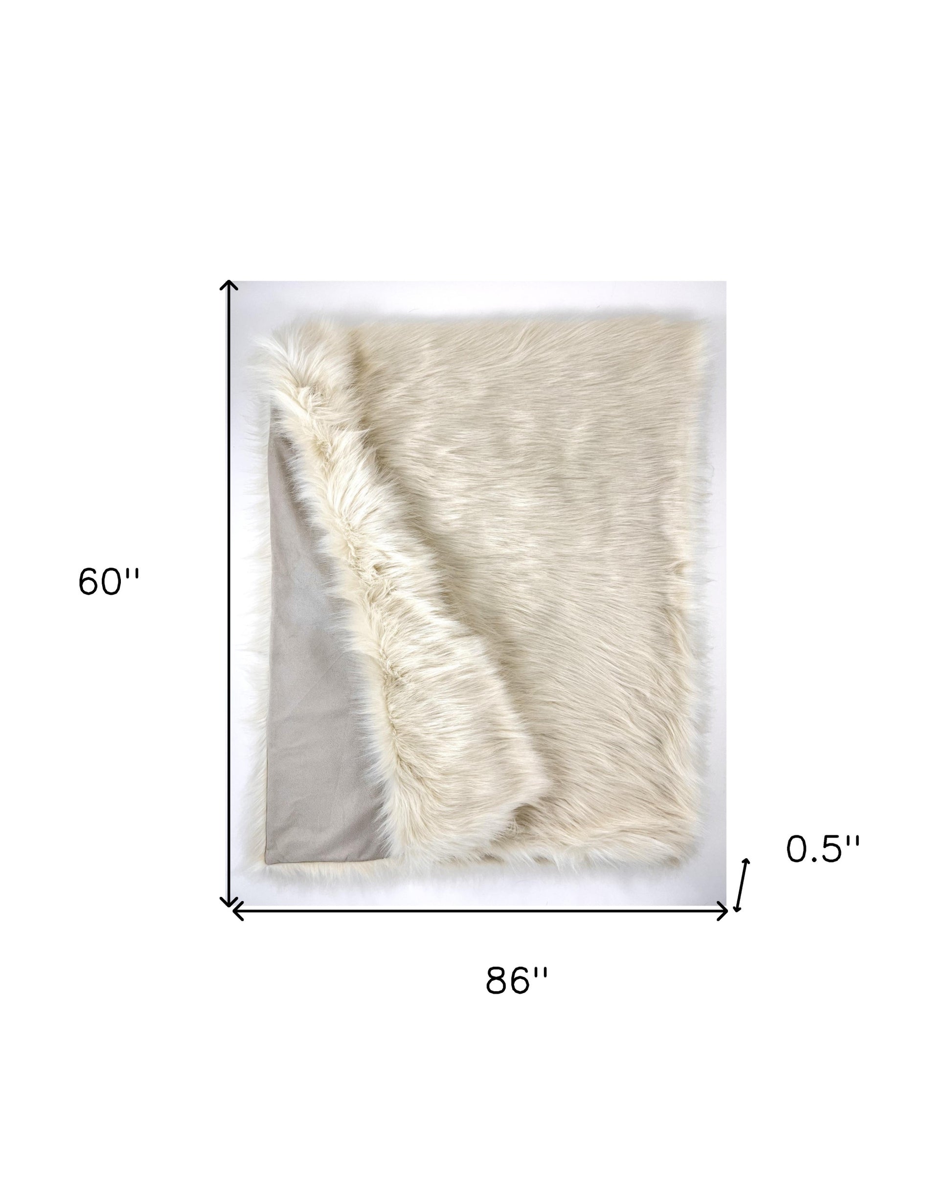 60" x 86" Royal White Long Hair Faux Fur Throw-Throws & Blankets-DECOROLALA