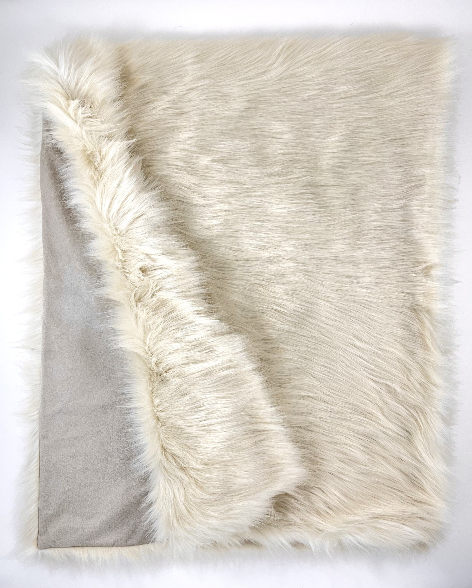 60" x 86" Royal White Long Hair Faux Fur Throw-Throws & Blankets-DECOROLALA