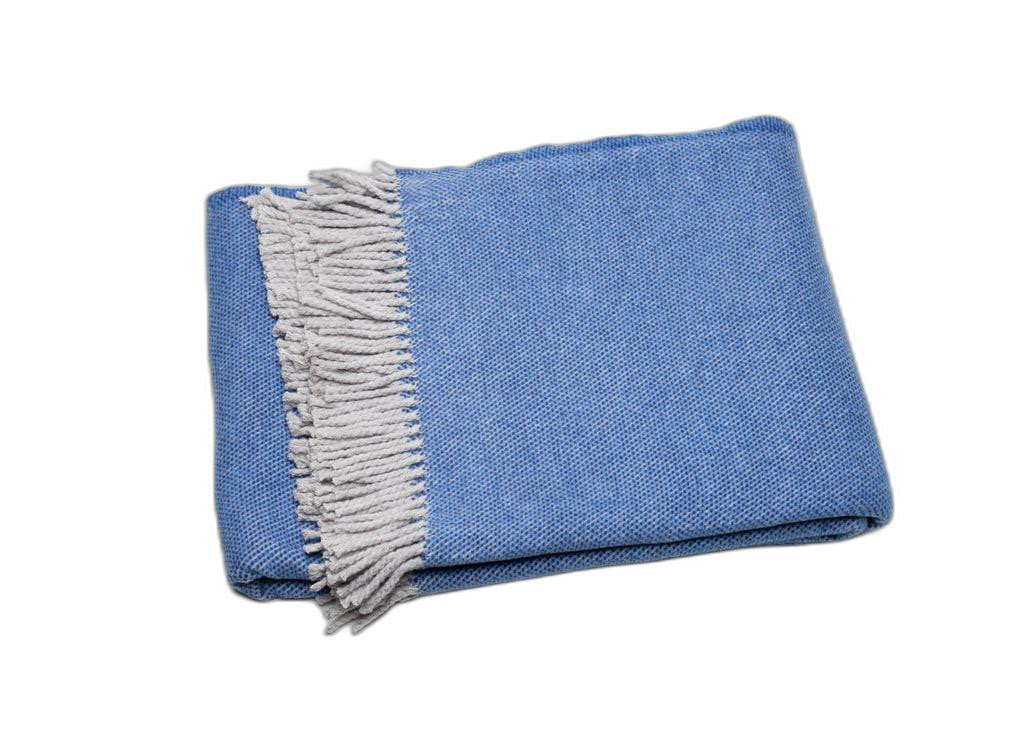Cobalt Blue Mini Dot Fringed Throw Blanket-Throws & Blankets-DECOROLALA