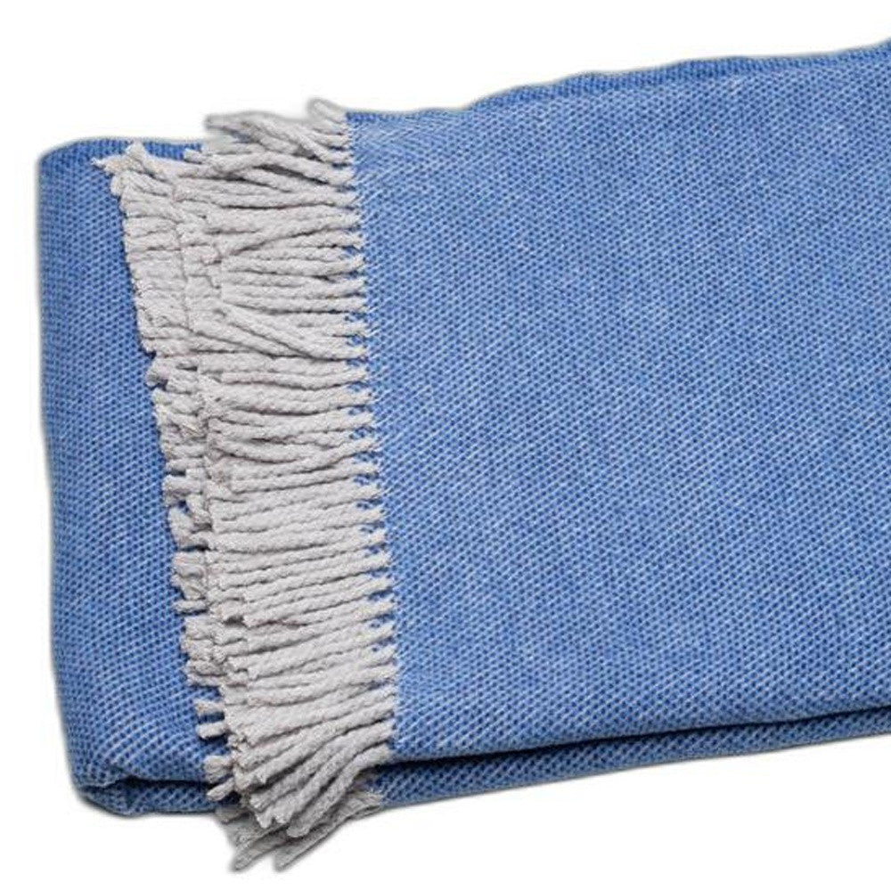 Cobalt Blue Mini Dot Fringed Throw Blanket-Throws & Blankets-DECOROLALA