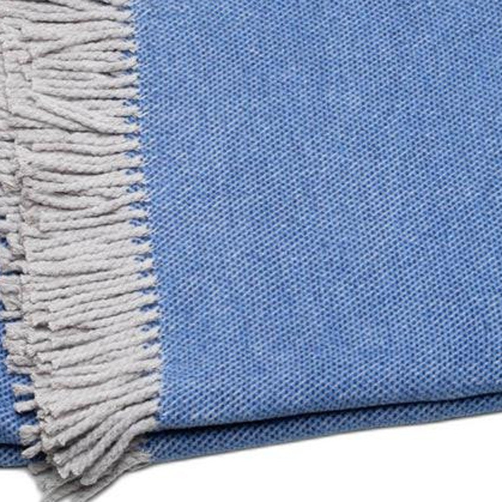 Cobalt Blue Mini Dot Fringed Throw Blanket-Throws & Blankets-DECOROLALA