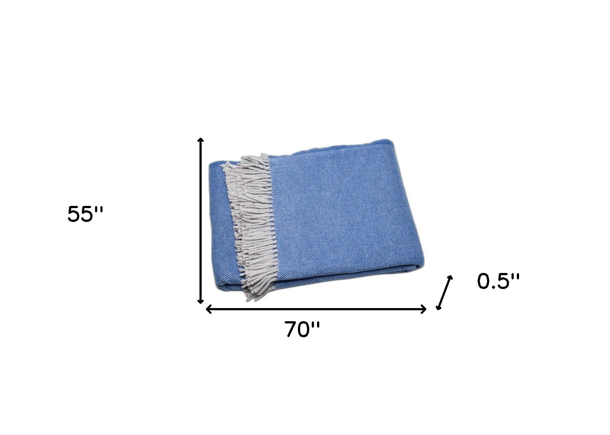 Cobalt Blue Mini Dot Fringed Throw Blanket-Throws & Blankets-DECOROLALA