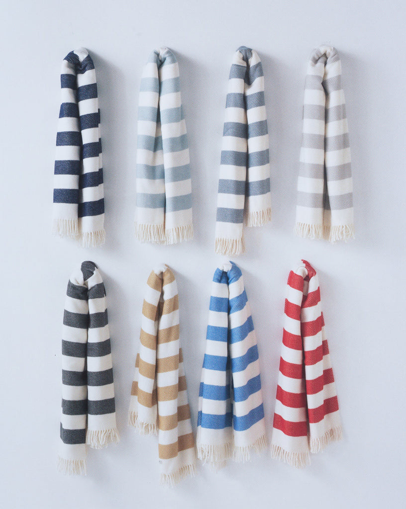 Cream and Gray Slanted Stripe Fringed Throw Blanket-Throws & Blankets-DECOROLALA