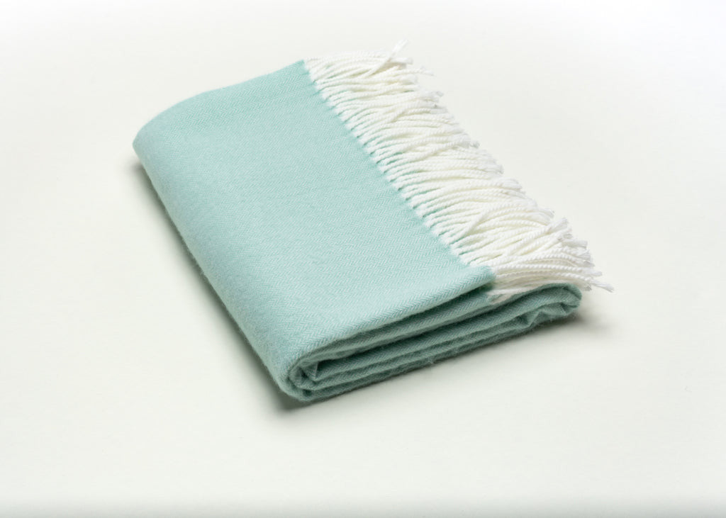 Green Woven Acrylic Herringbone Plush Reversable Throw-Throws & Blankets-DECOROLALA
