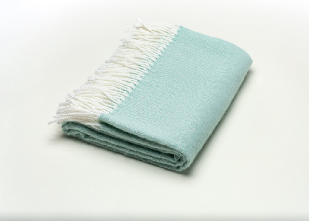 Green Woven Acrylic Herringbone Plush Reversable Throw-Throws & Blankets-DECOROLALA