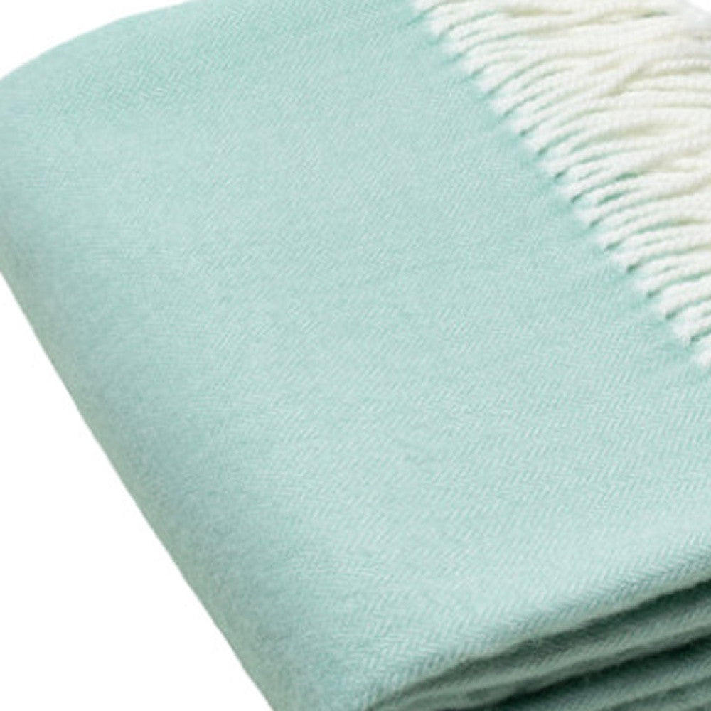 Green Woven Acrylic Herringbone Plush Reversable Throw-Throws & Blankets-DECOROLALA