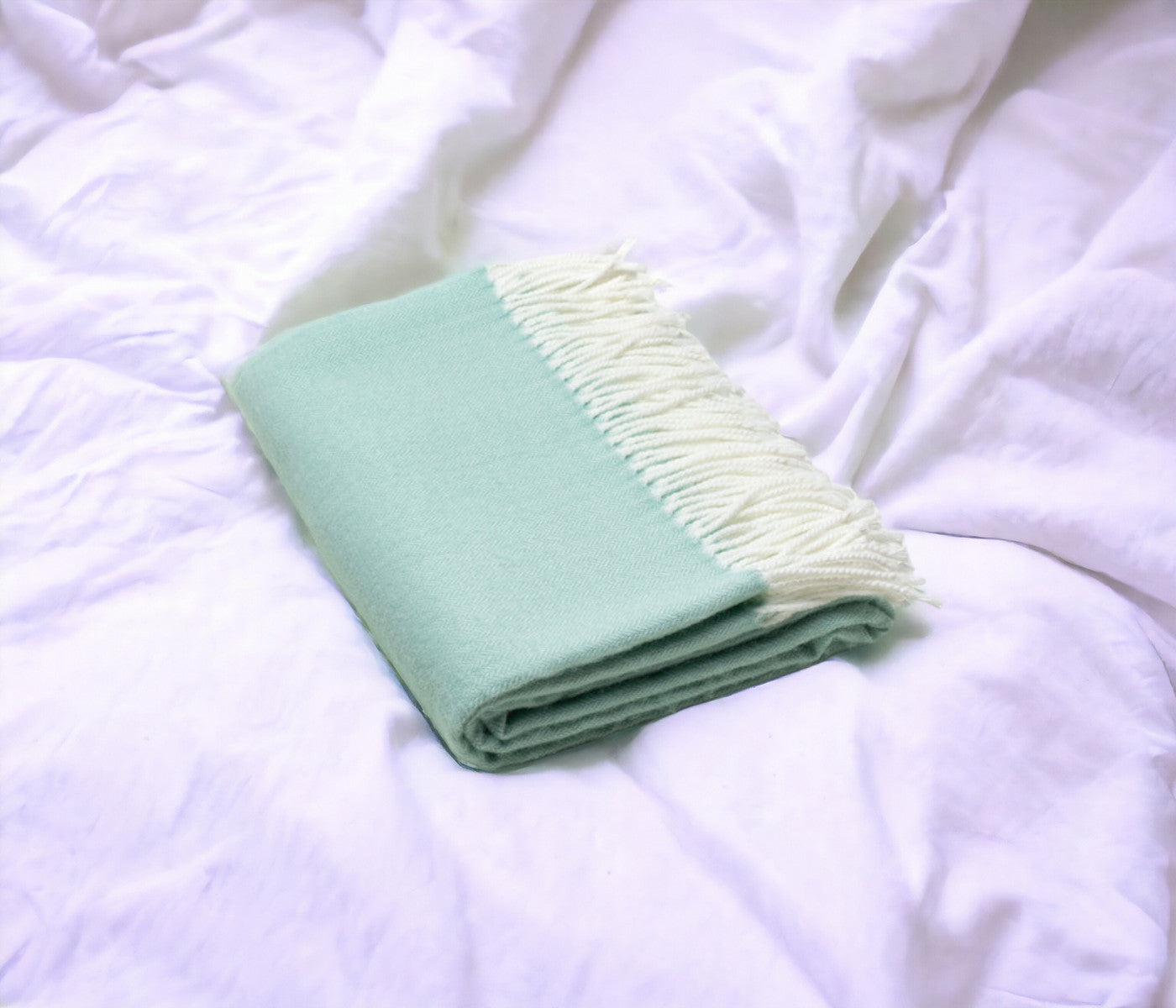 Green Woven Acrylic Herringbone Plush Reversable Throw-Throws & Blankets-DECOROLALA