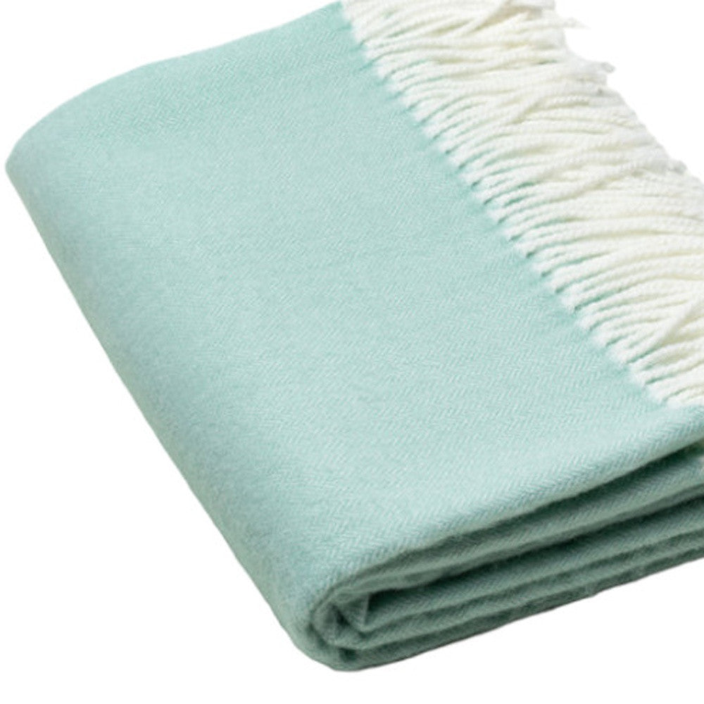 Green Woven Acrylic Herringbone Plush Reversable Throw-Throws & Blankets-DECOROLALA