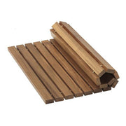 20" Brown Teak Wood Rolling Square Bath Mat-0