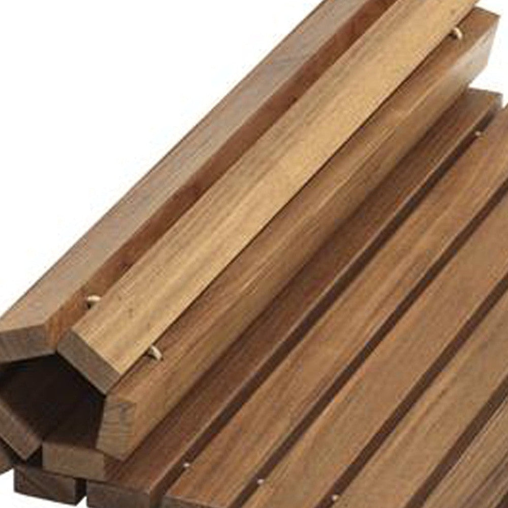 20" Brown Teak Wood Rolling Square Bath Mat-4