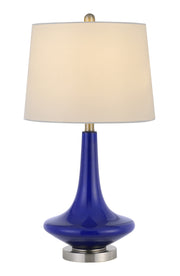 Set Of Two 26" Silver Metal Two Light Bedside Table Lamps With White Globe Shade-Table Lamps-DECOROLALA