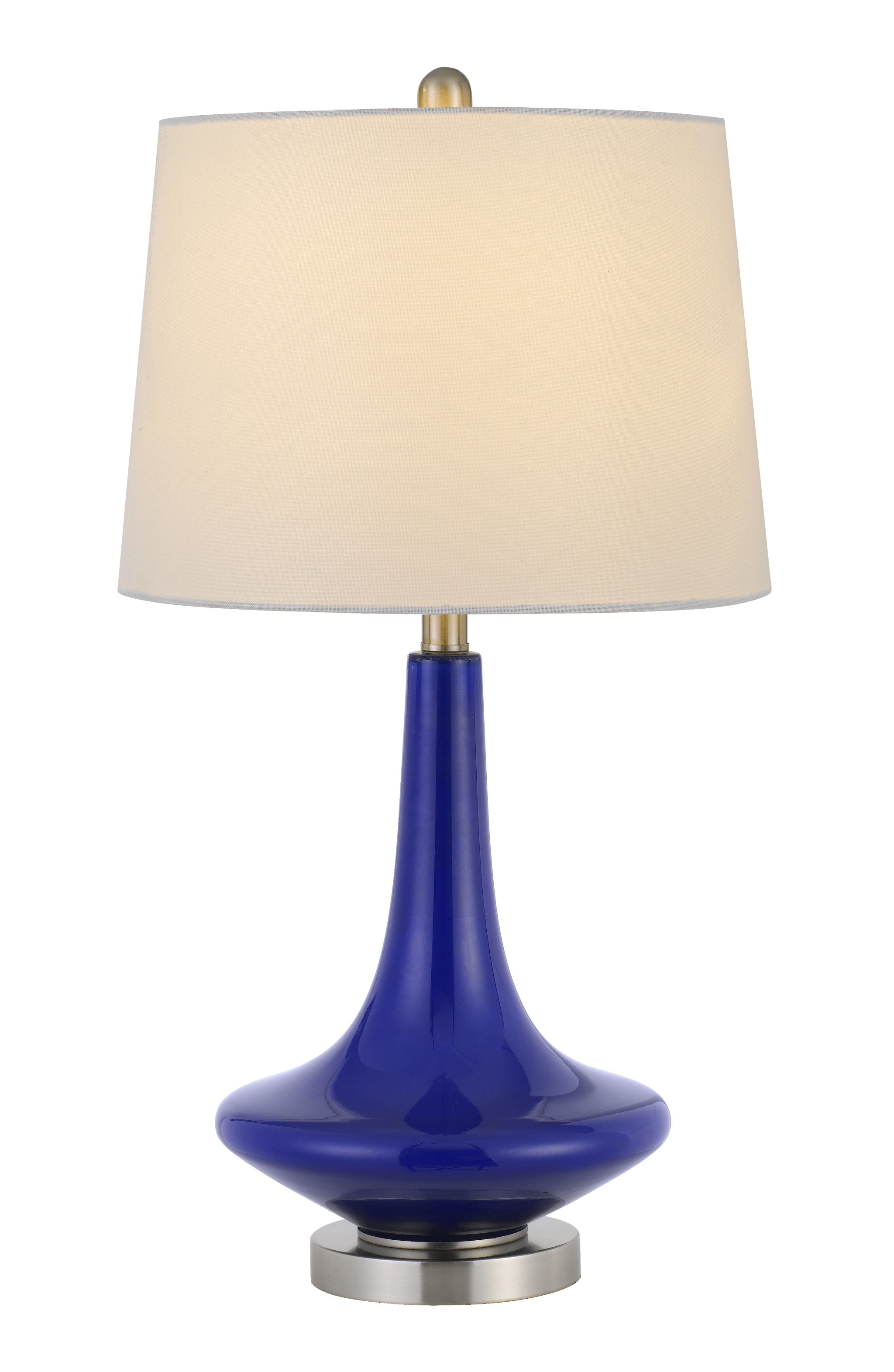 Set Of Two 26" Silver Metal Two Light Bedside Table Lamps With White Globe Shade-Table Lamps-DECOROLALA