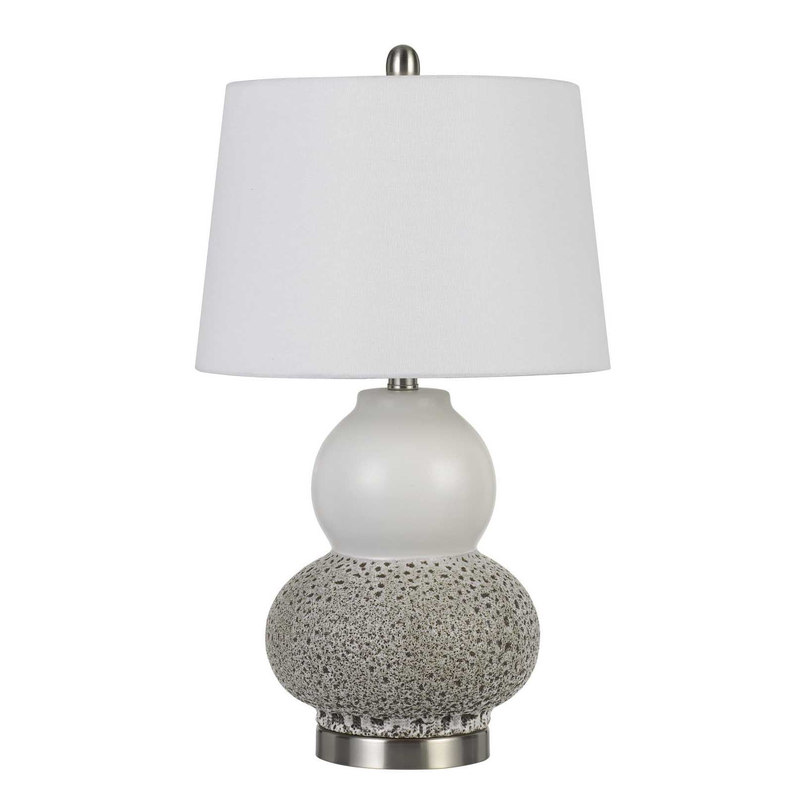 Set Of Two 24" Silver Metal Two Light Desk Table Lamps With White Globe Shade-Table Lamps-DECOROLALA