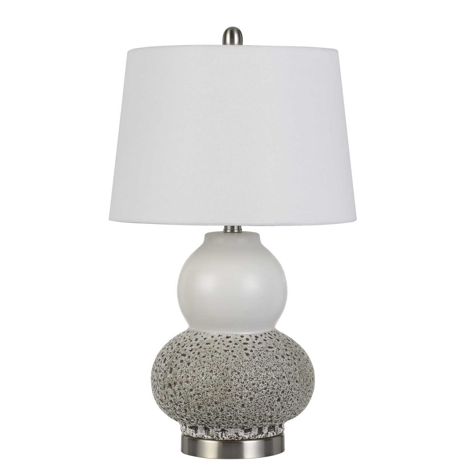 Set Of Two 24" Silver Metal Two Light Desk Table Lamps With White Globe Shade-Table Lamps-DECOROLALA