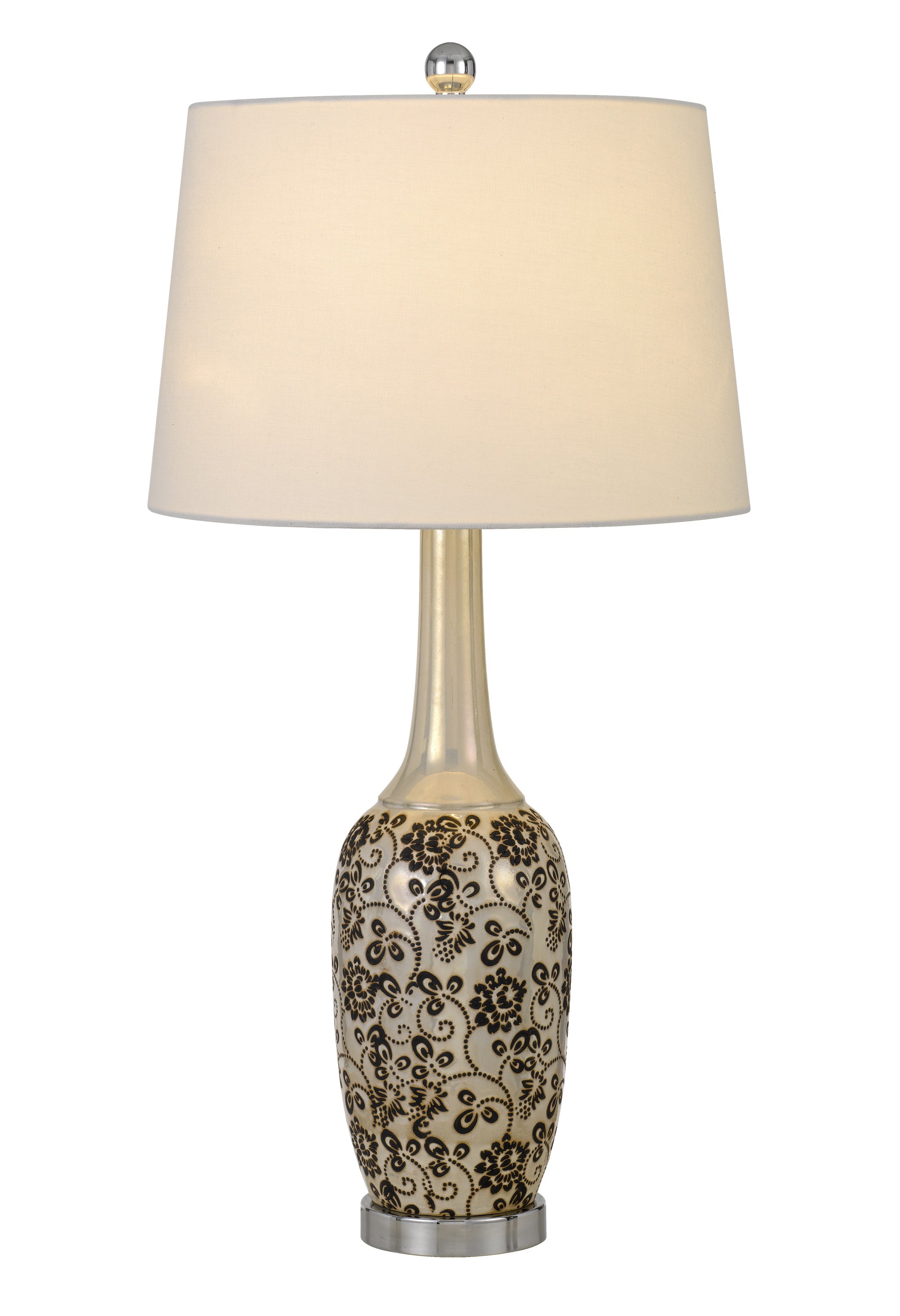 Set Of Two 30" Silver Metal Two Light Bedside Table Lamps With White Globe Shade-Table Lamps-DECOROLALA