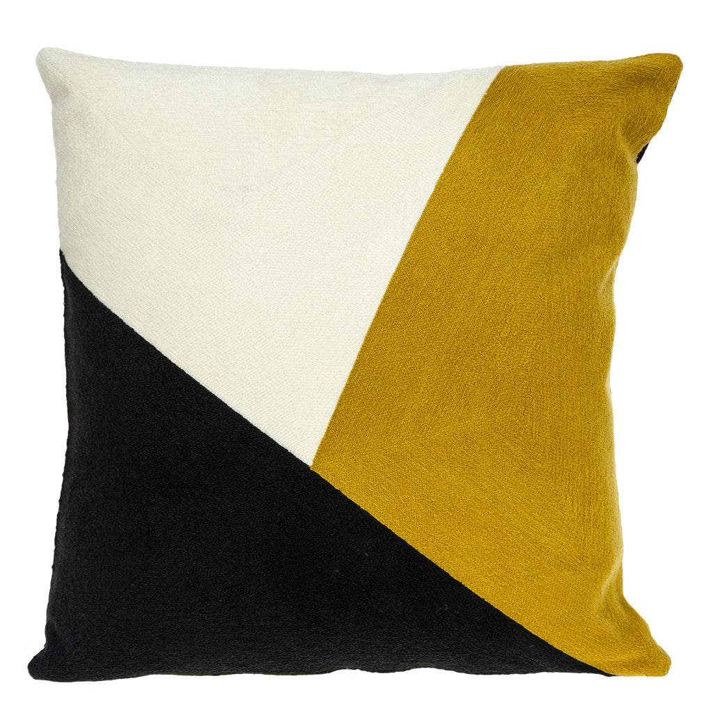 20" Black and Yellow Cotton Throw Pillow-Accent Throw Pillows-DECOROLALA