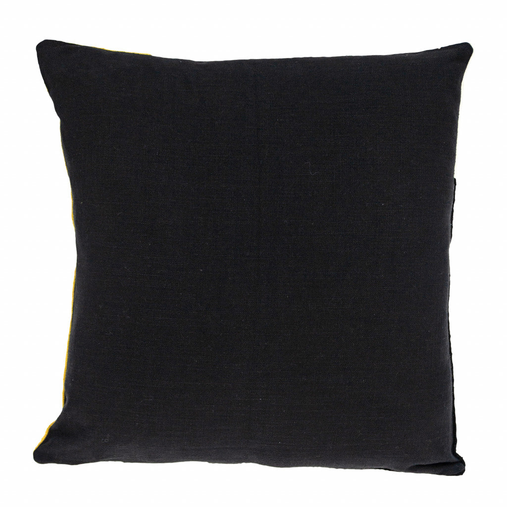 20" Black and Yellow Cotton Throw Pillow-Accent Throw Pillows-DECOROLALA