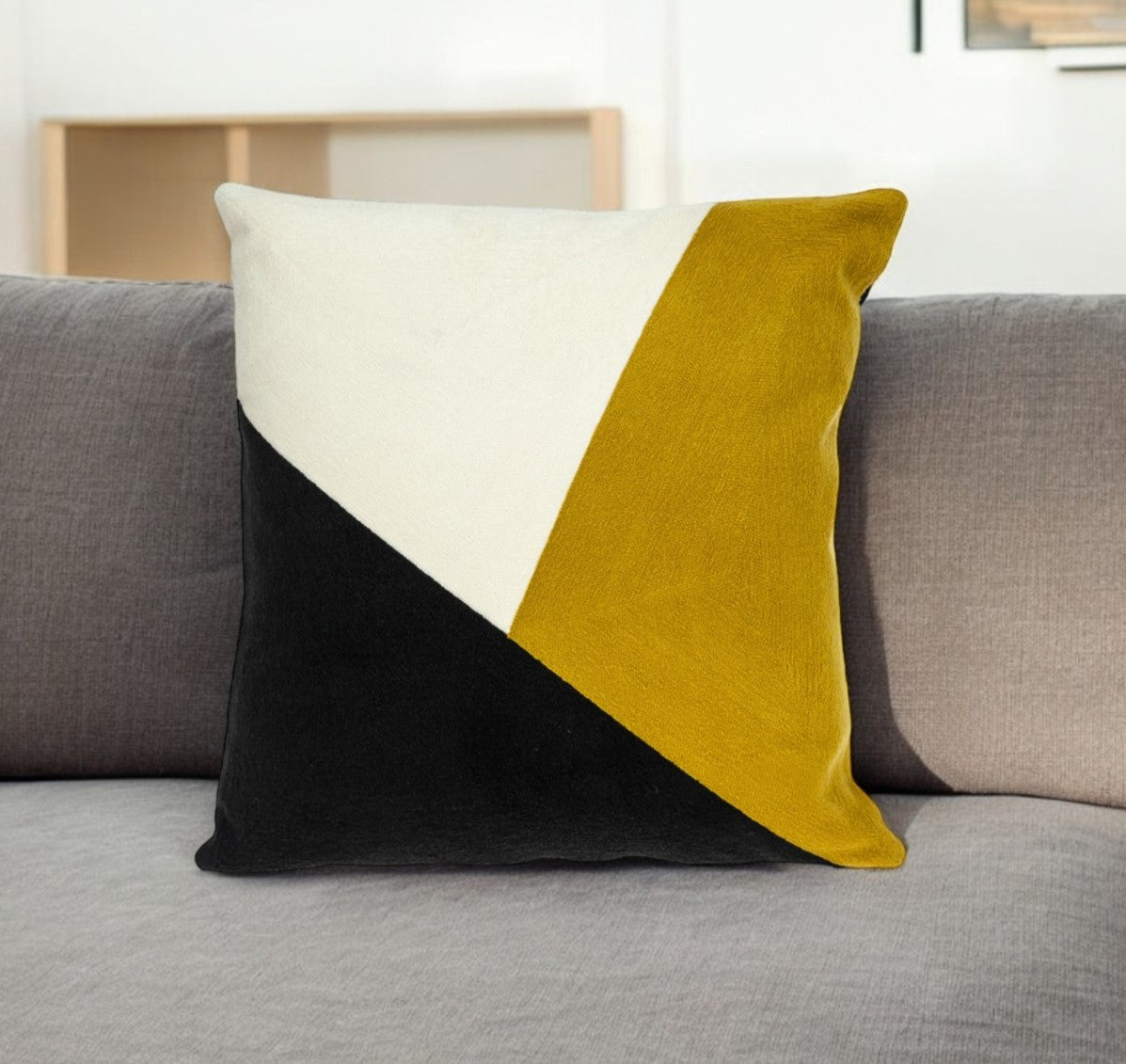 20" Black and Yellow Cotton Throw Pillow-Accent Throw Pillows-DECOROLALA