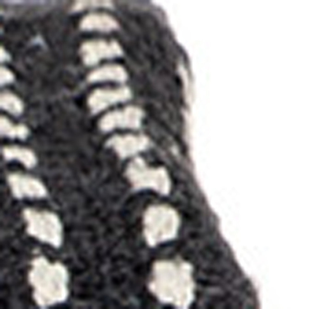 52" X 67" Black and White Woven Cotton Striped Throw Blanket with Tassels-Throws & Blankets-DECOROLALA