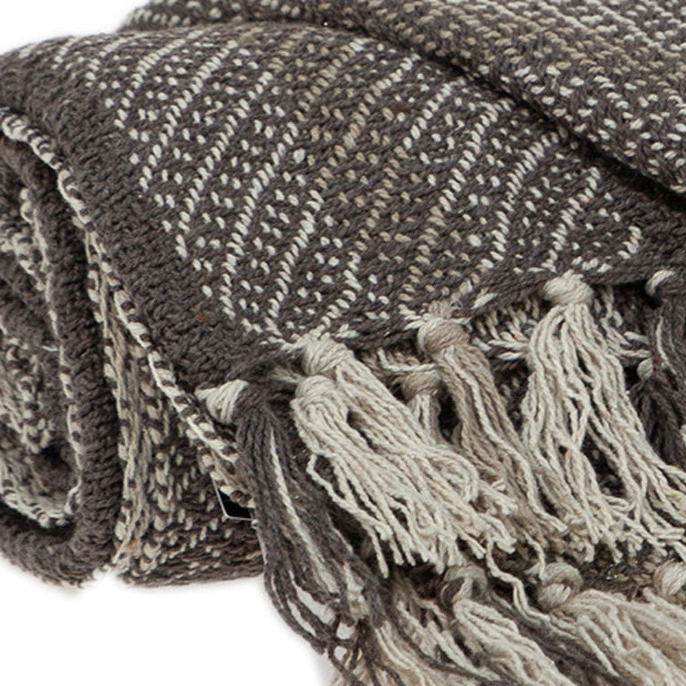 Brown and Taupe Striped Woven Handloom Throw-Throws & Blankets-DECOROLALA