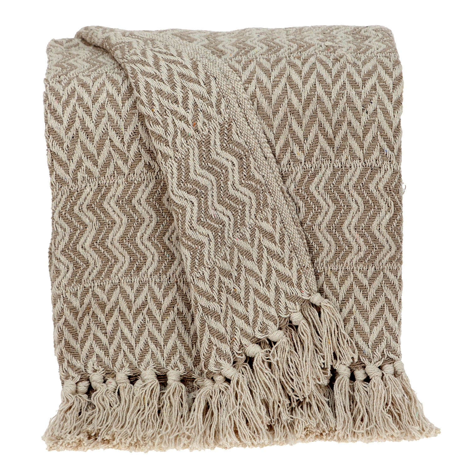 Multi Beige Herringbone Woven Handloom Throw-Throws & Blankets-DECOROLALA