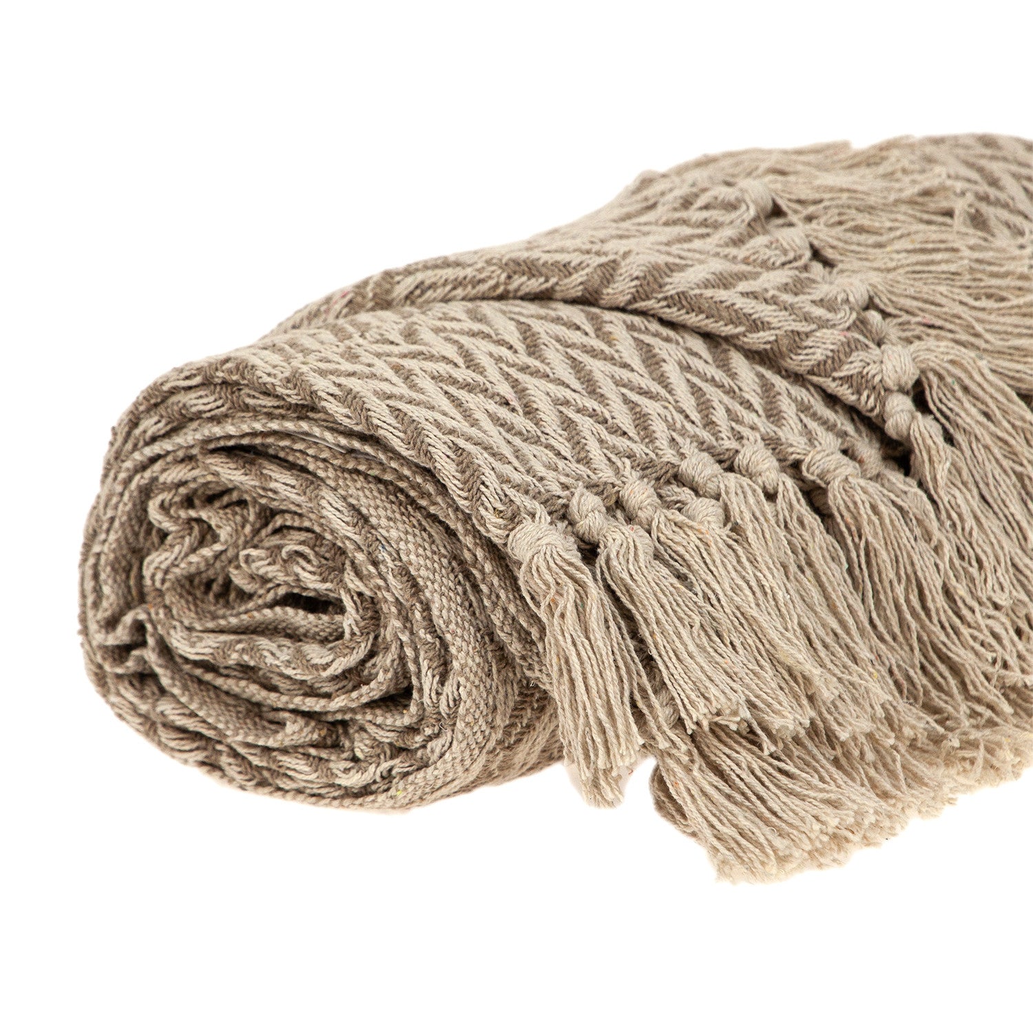 Multi Beige Herringbone Woven Handloom Throw-Throws & Blankets-DECOROLALA