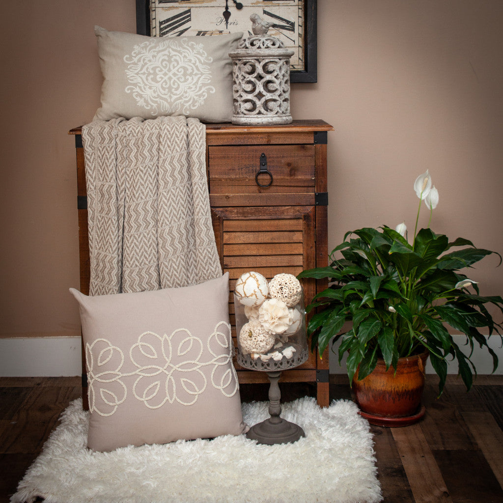 Multi Beige Herringbone Woven Handloom Throw-Throws & Blankets-DECOROLALA