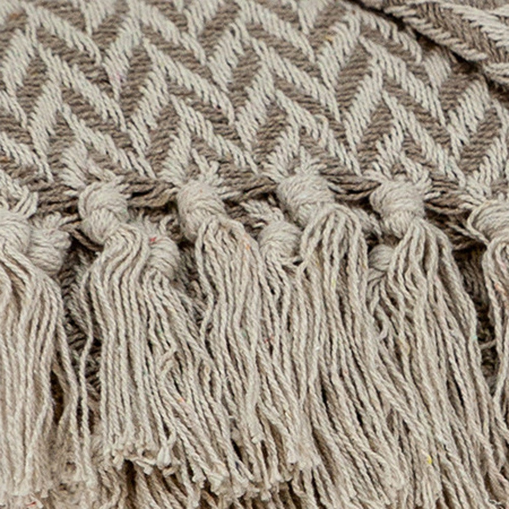 Multi Beige Herringbone Woven Handloom Throw-Throws & Blankets-DECOROLALA