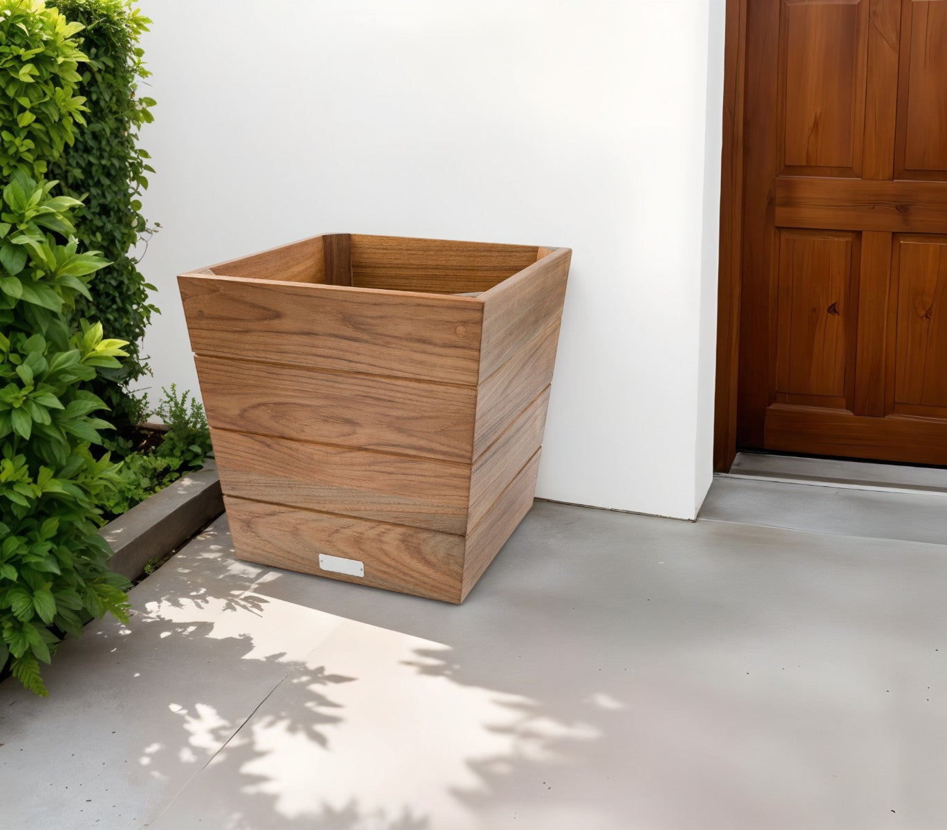12" Brown Wood Indoor Outdoor Square Planter Box-0