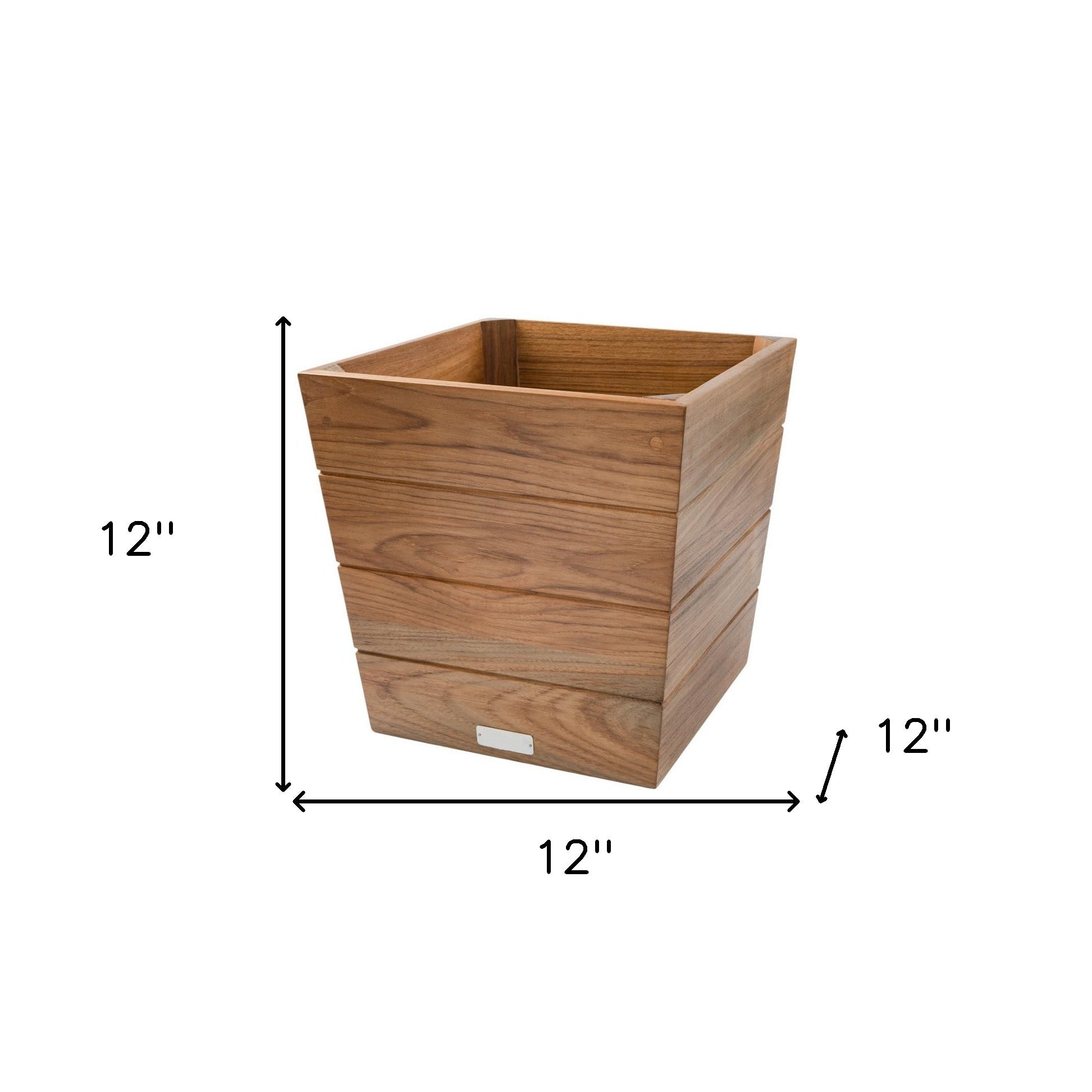 12" Brown Wood Indoor Outdoor Square Planter Box-8