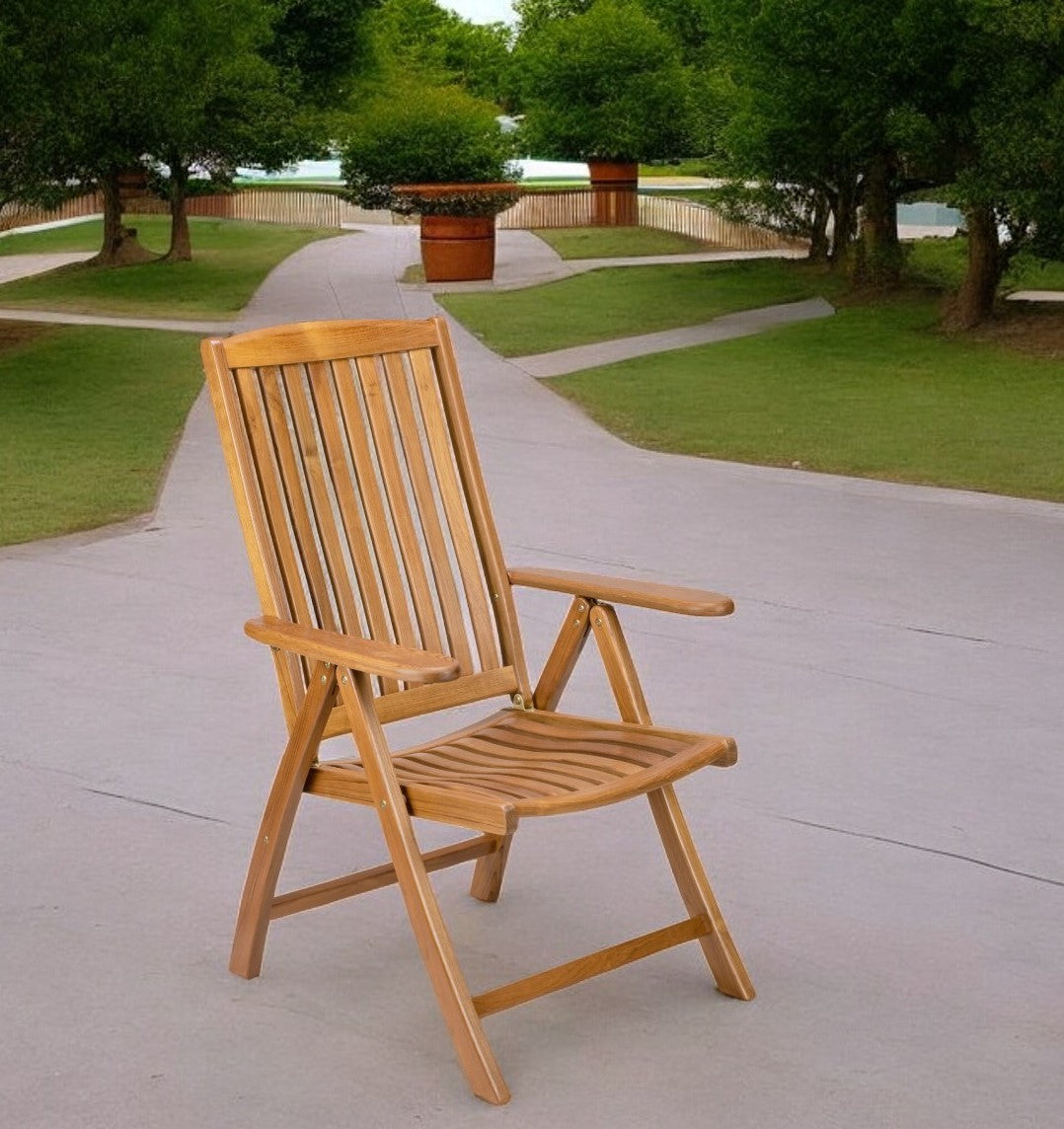 27" Brown Solid Wood Indoor Outdoor Arm Chair-Outdoor Chairs-DECOROLALA