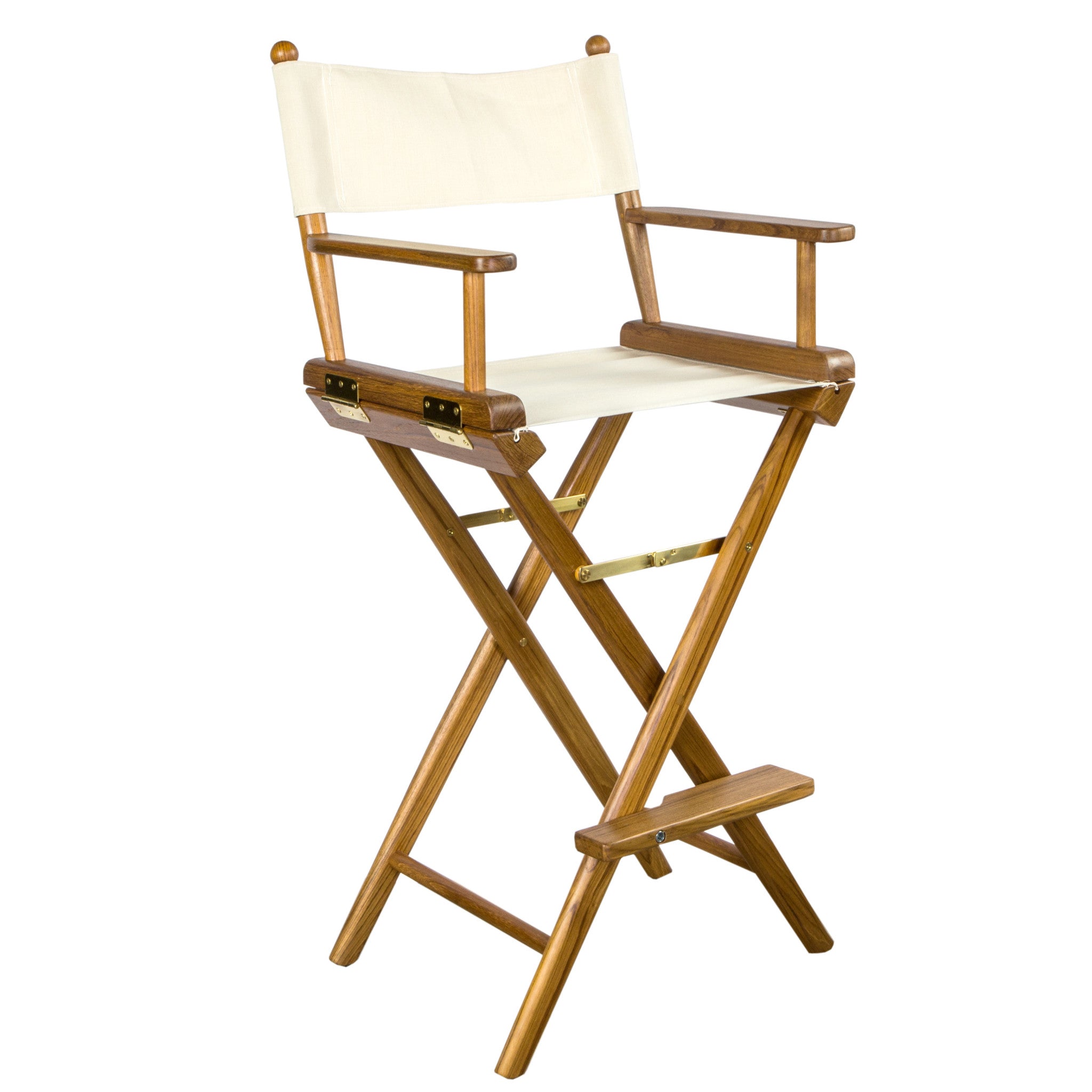 23" Ivory and Brown Solid Wood Indoor Outdoor Director Chair-Outdoor Chairs-DECOROLALA