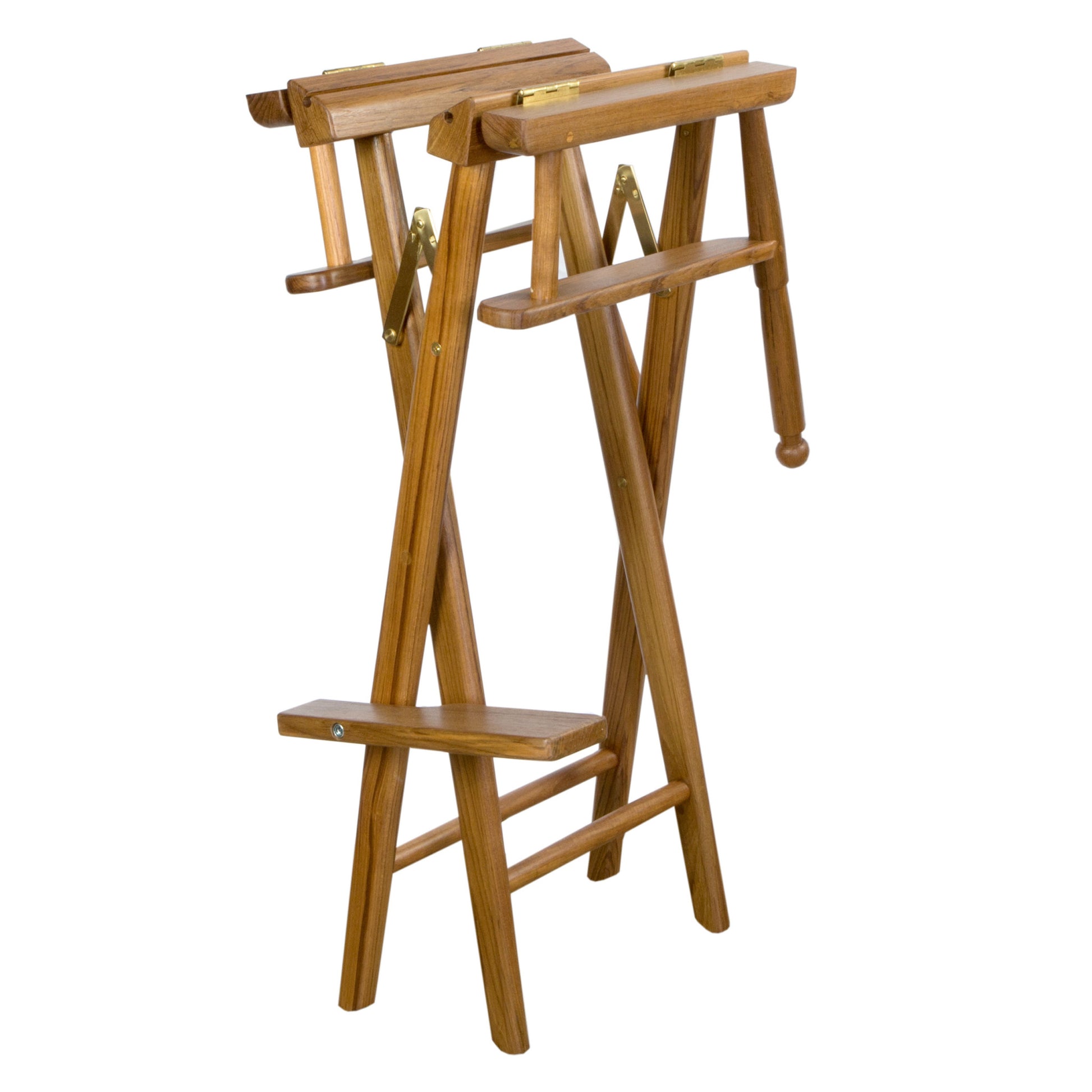 23" Ivory and Brown Solid Wood Indoor Outdoor Director Chair-Outdoor Chairs-DECOROLALA