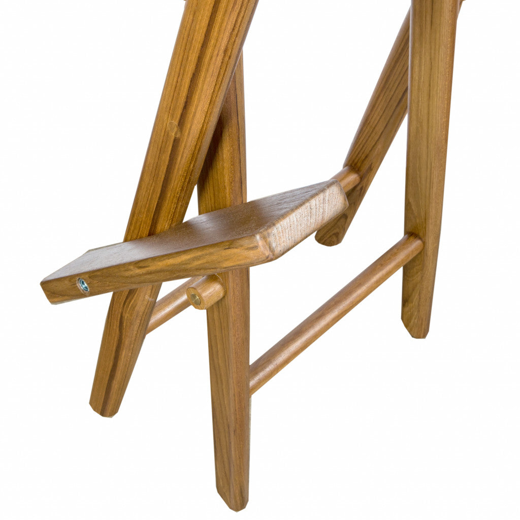 23" Ivory and Brown Solid Wood Indoor Outdoor Director Chair-Outdoor Chairs-DECOROLALA