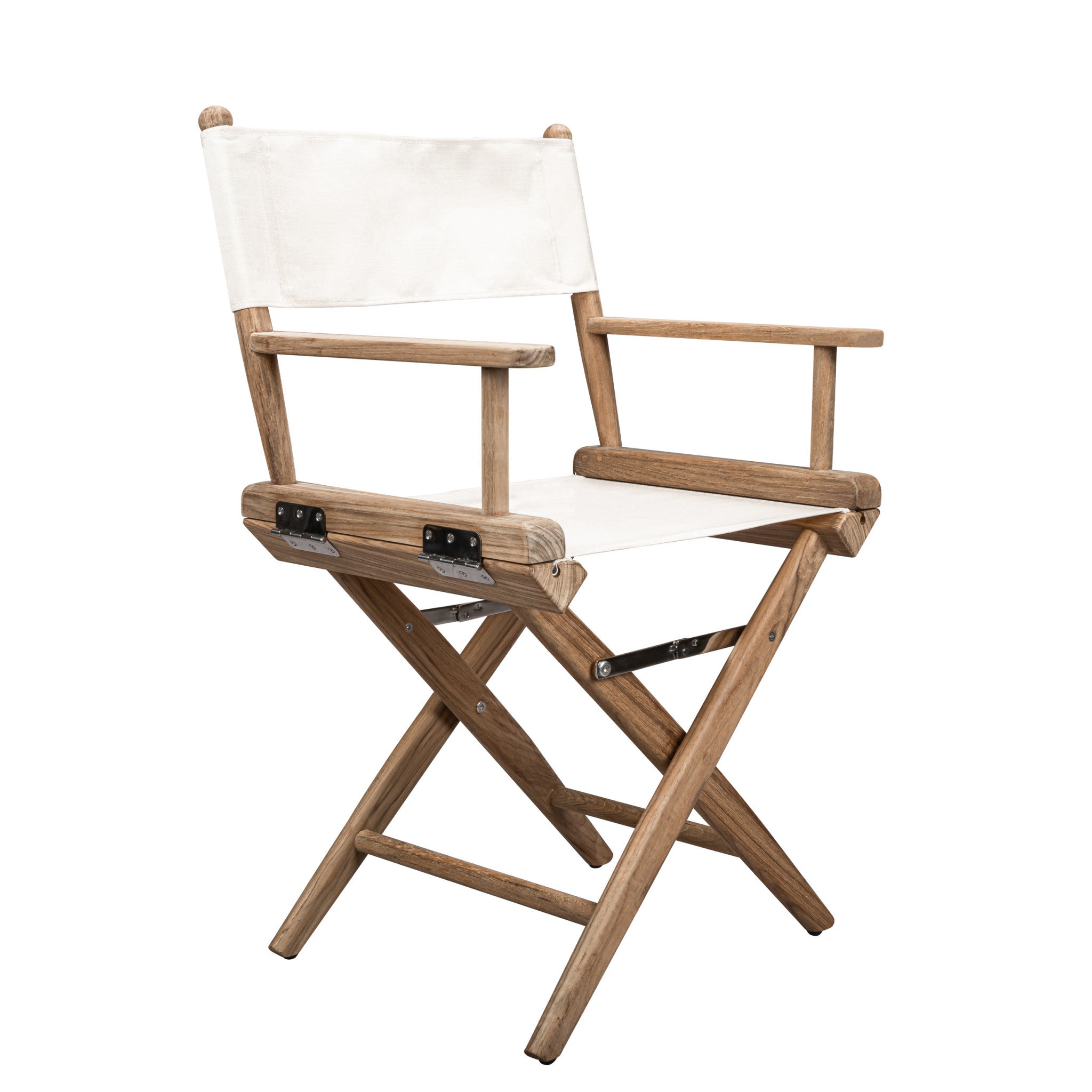 23" Brown and Ivory and Natural Wood Solid Wood Indoor Outdoor Director Chair-Outdoor Chairs-DECOROLALA