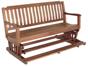 60" Brown Solid Teak Outdoor Glider Bench-0