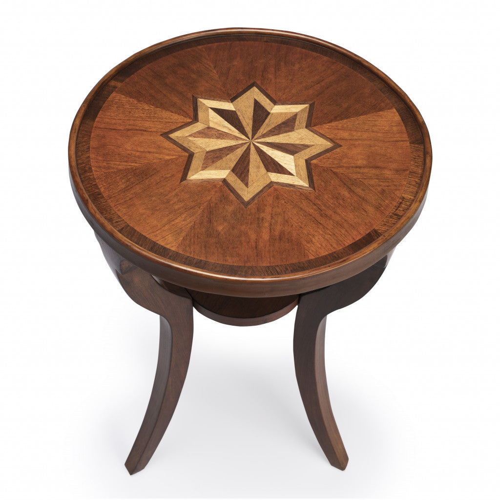 24" Brown And Olive Ash Manufactured Wood Round End Table With Shelf-2