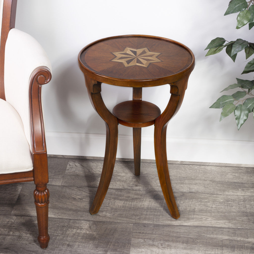 24" Brown And Olive Ash Manufactured Wood Round End Table With Shelf-4