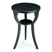 24" Black Manufactured Wood Round End Table With Shelf-0