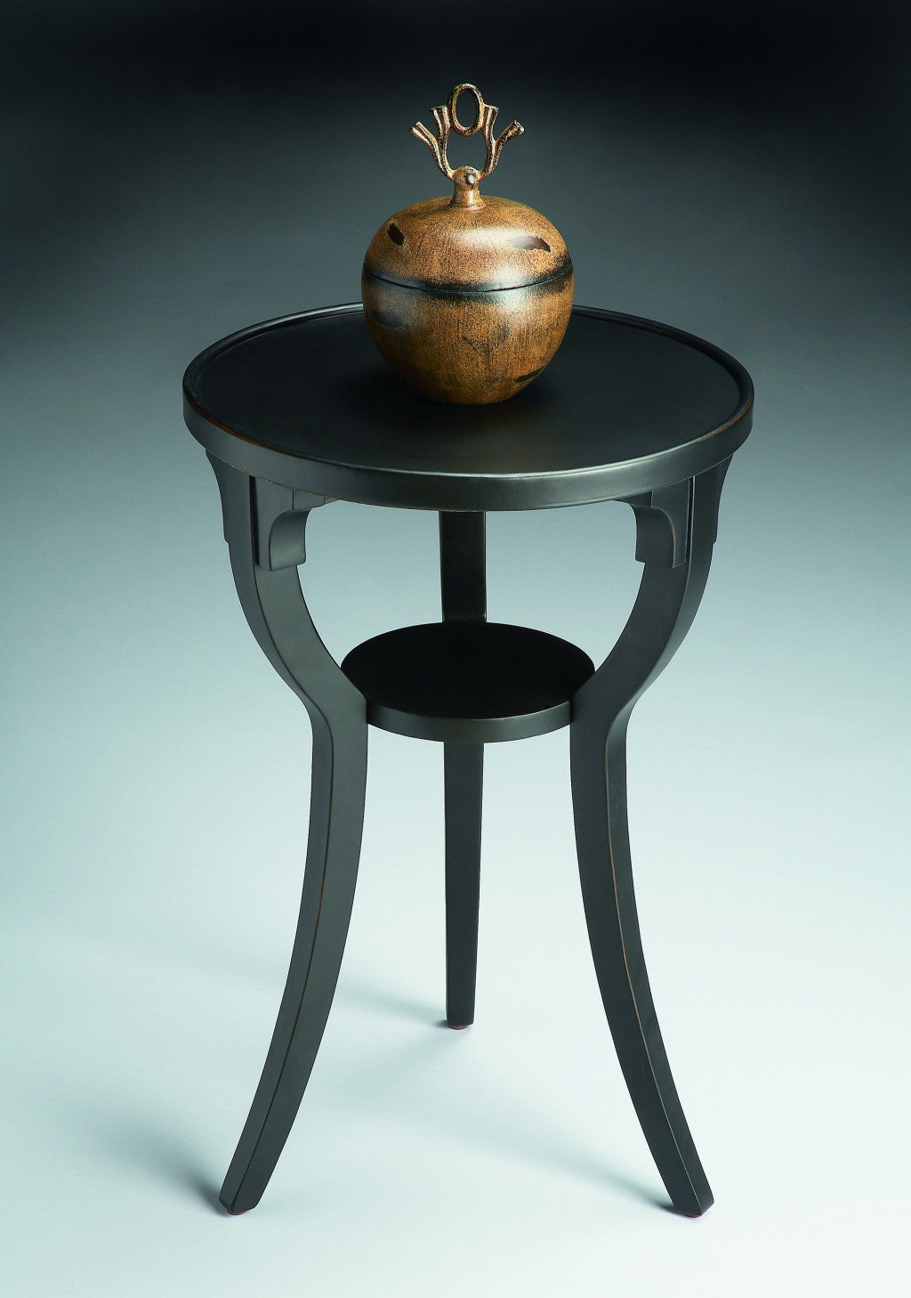 24" Black Manufactured Wood Round End Table With Shelf-5