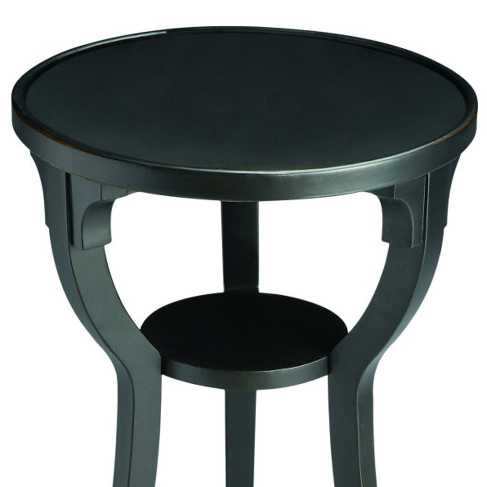 24" Black Manufactured Wood Round End Table With Shelf-3