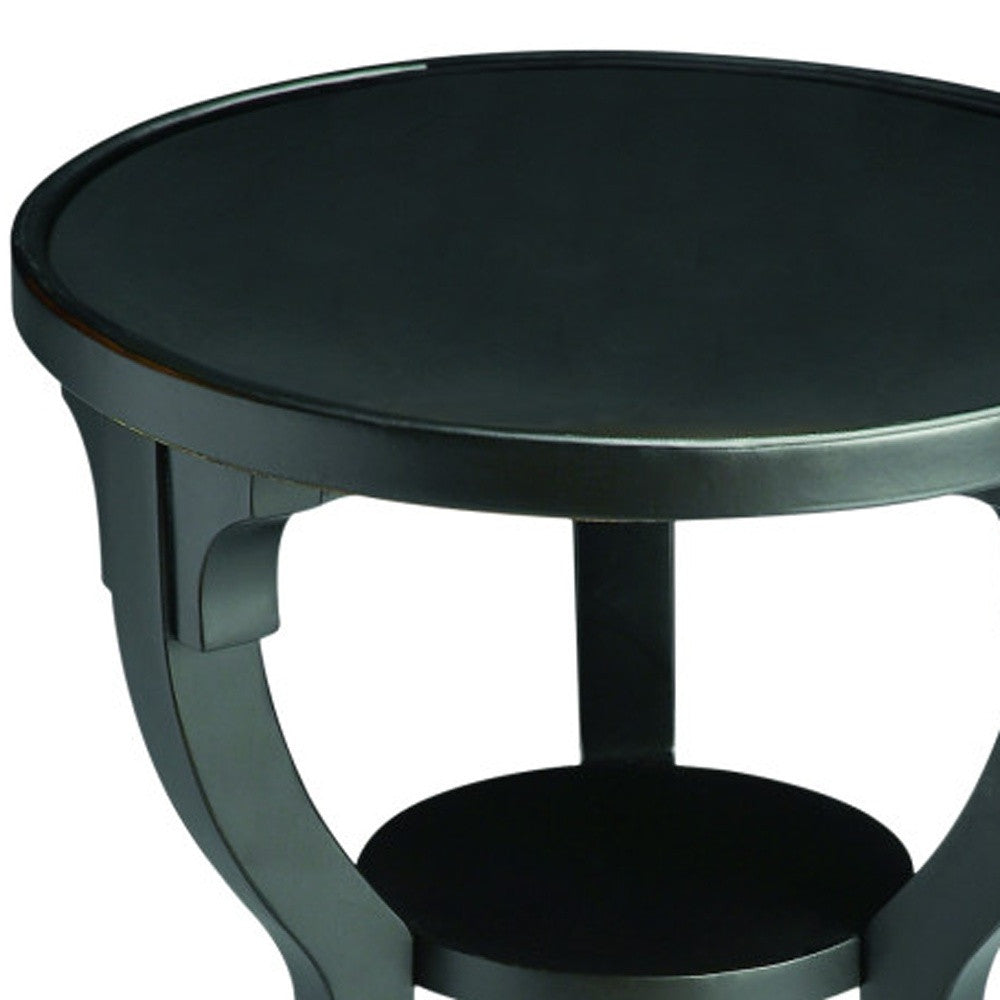 24" Black Manufactured Wood Round End Table With Shelf-4