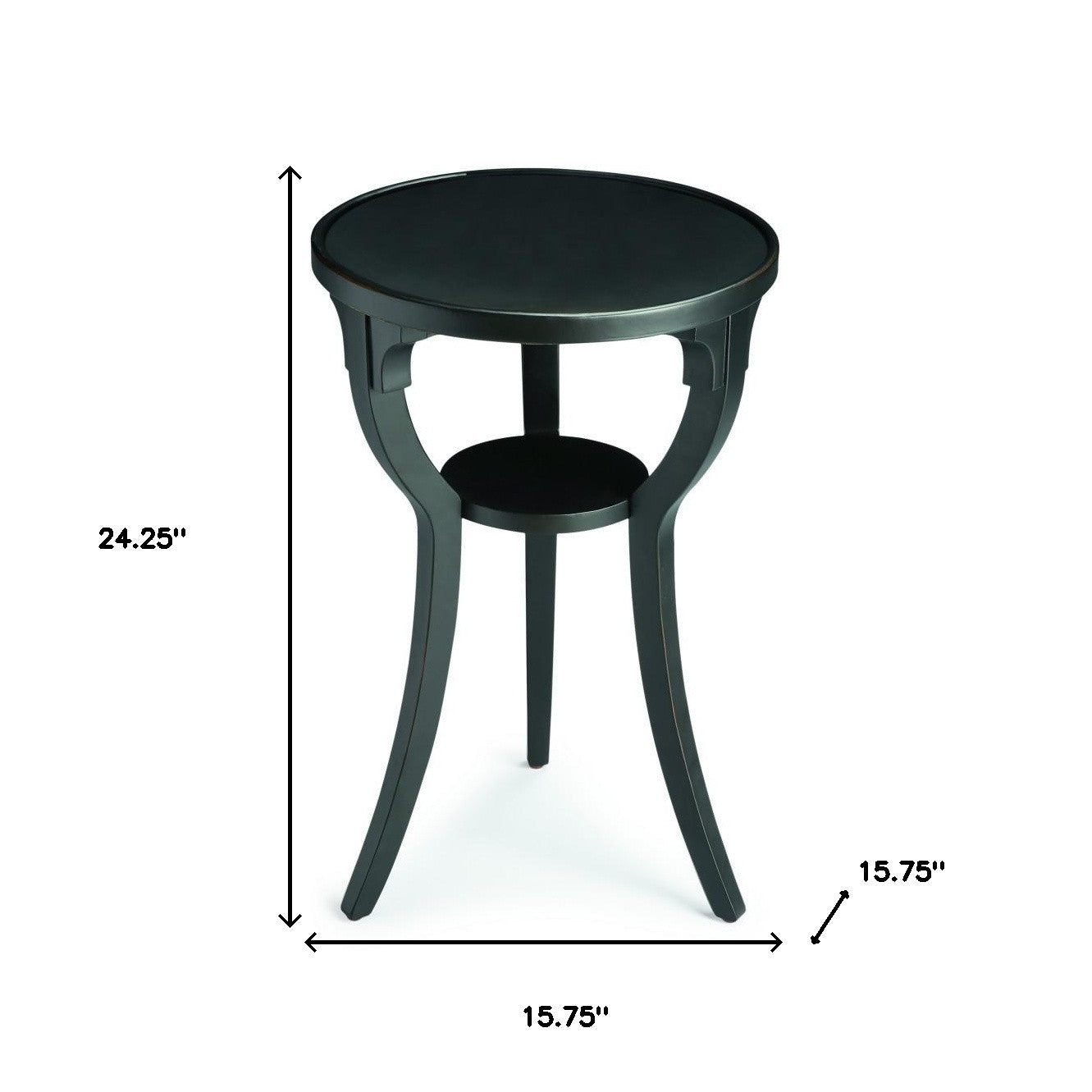 24" Black Manufactured Wood Round End Table With Shelf-6