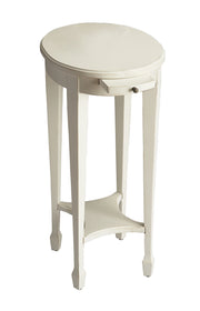 26" White Oval End Table With Shelf-End-Side Tables-DECOROLALA