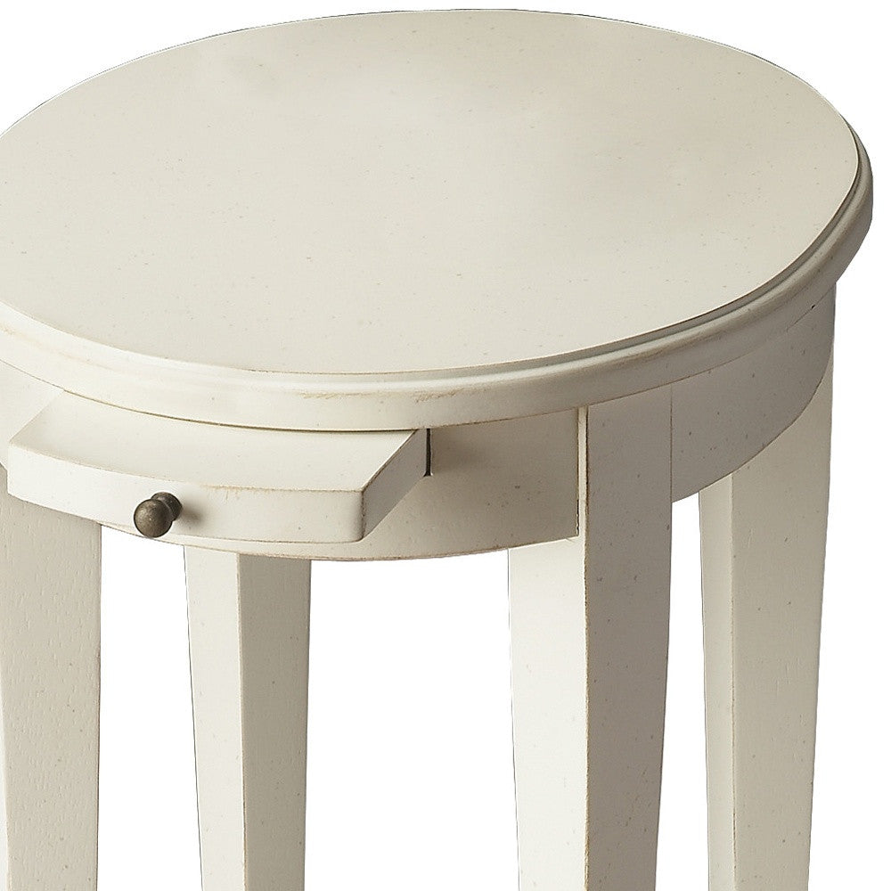 26" White Oval End Table With Shelf-End-Side Tables-DECOROLALA